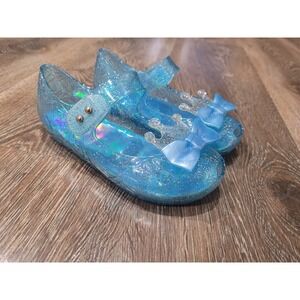 Princess‎ Jelly Shoes Sparkle Crown Bow Blue Sandals Kids Size 12 #2